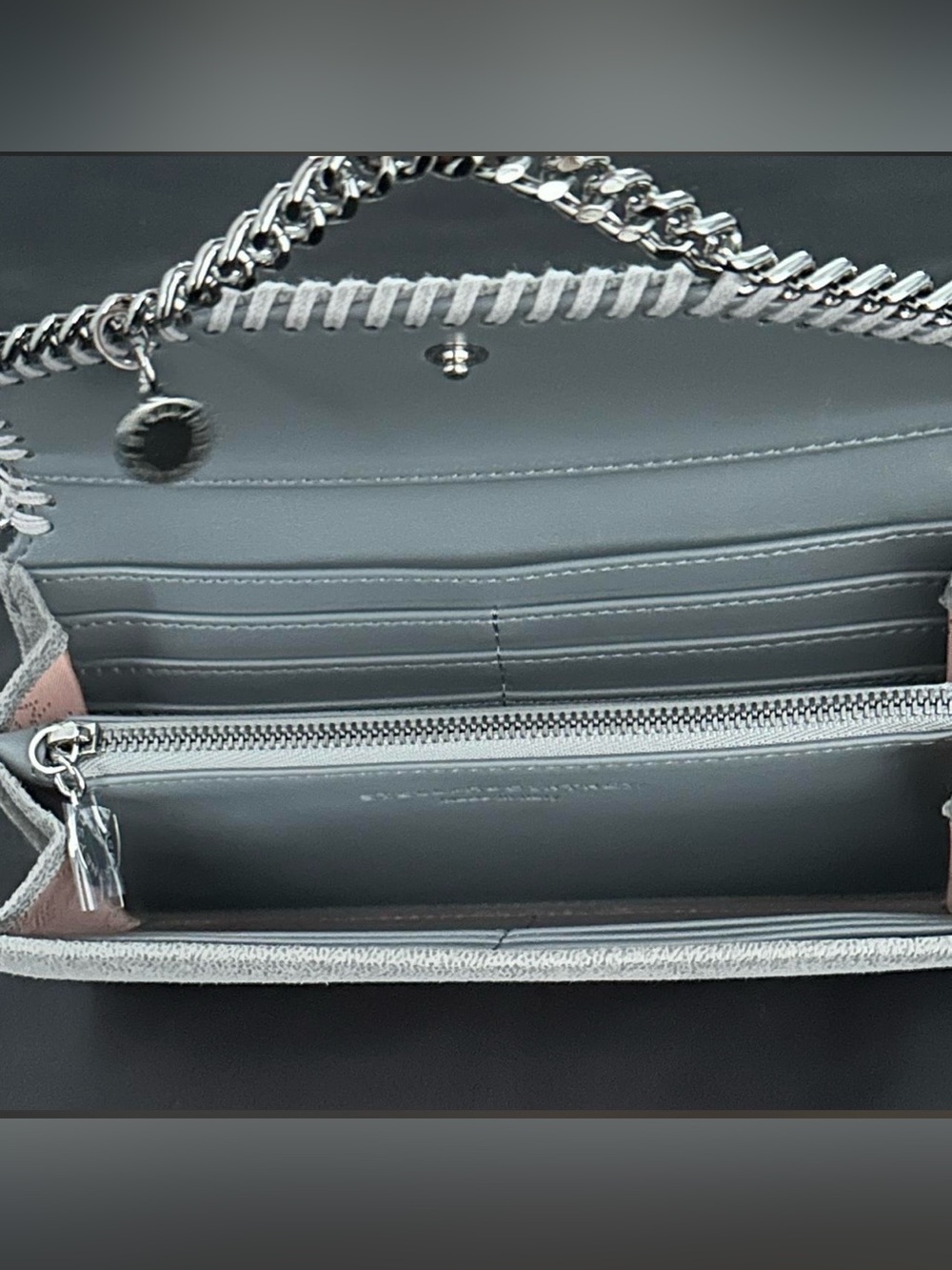 Stella McCartney Gray Silver Chain Wallet - Picture 5 of 9